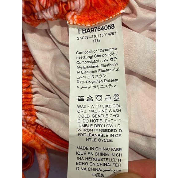 NWT Floerns Womens Marble Print Drawstring Side Bodycon Dress Orange White SZ M - Picture 13 of 13